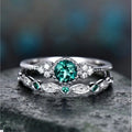 925 Sterling Silver Green Forest Gemstone Two-Piece Promise Ring Set - Truly Yours