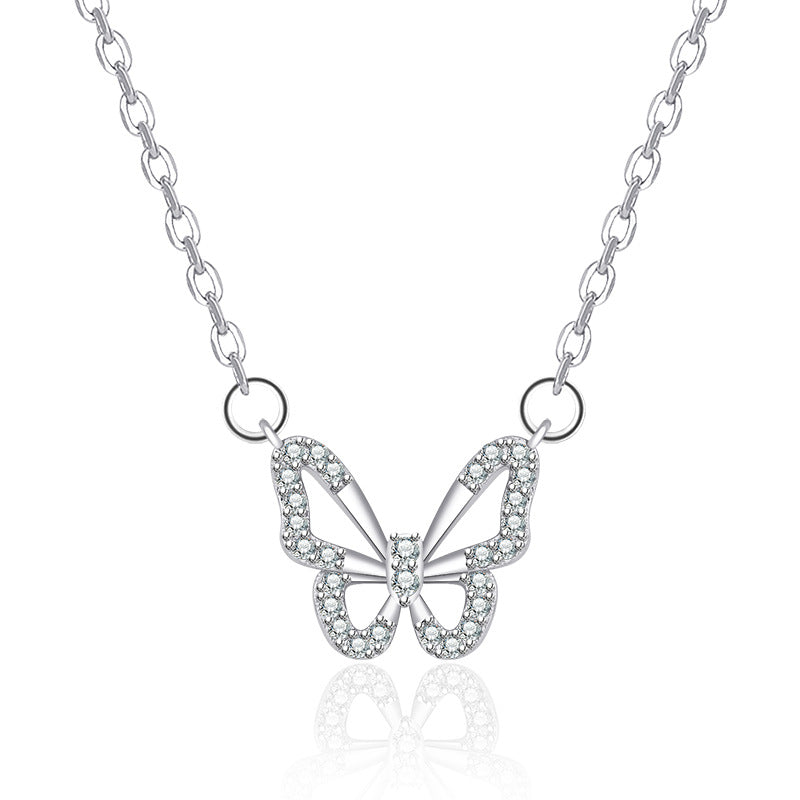925 Sterling Silver Butterfly Pendant Necklace – Exquisite 5A Zircon Crystal - Truly Yours