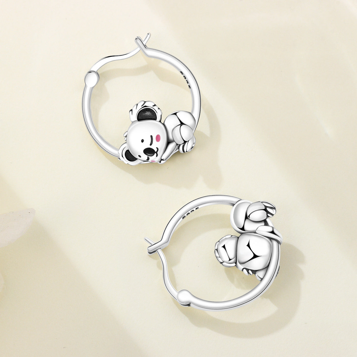 925 Sterling Silver Panda & Bamboo Hoop Earrings with Green Zircon Leaves - Various Designs - Truly Yours