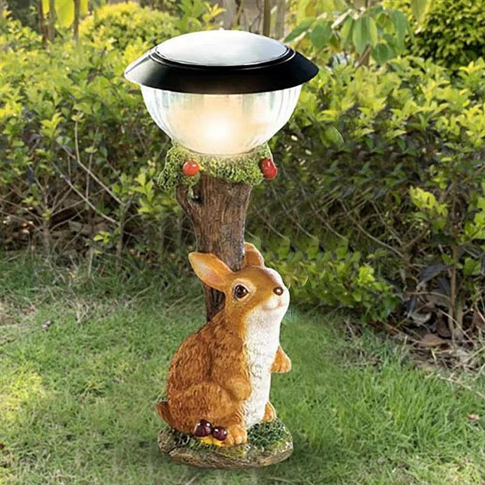 Solar Powered Garden Animal Statues - Decorative LED Lanterns with Kittens, Puppy, and Rabbit - Truly Yours