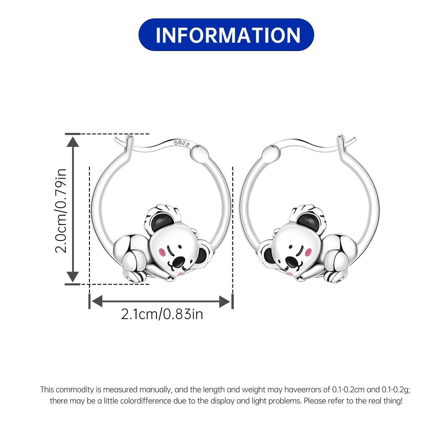925 Sterling Silver Panda & Bamboo Hoop Earrings with Green Zircon Leaves - Various Designs