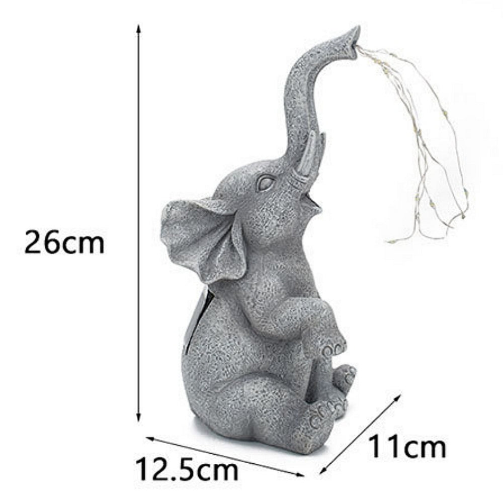Garden Elephant Statue with Cascading Solar LED Lights Ornament