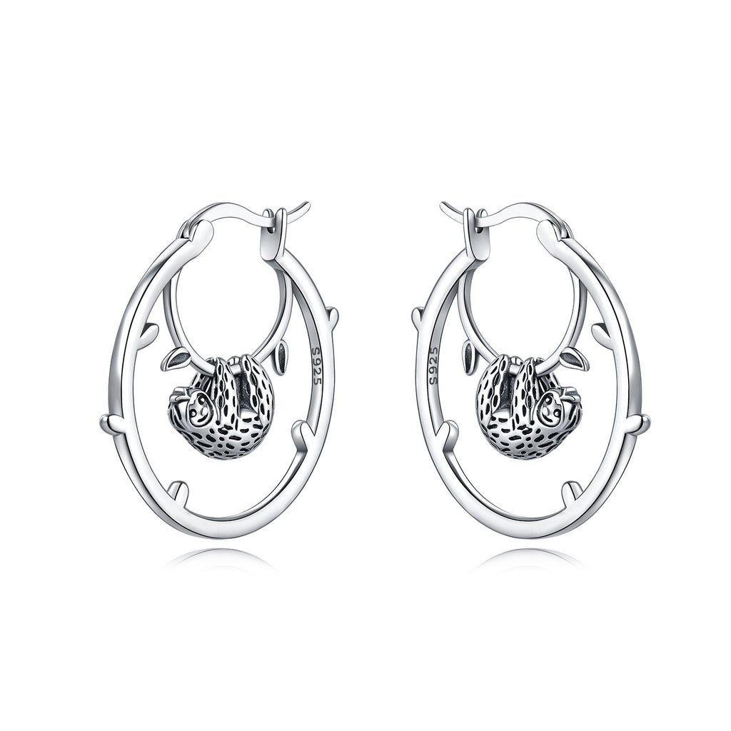 925 Sterling Silver Panda & Bamboo Hoop Earrings with Green Zircon Leaves - Various Designs - Truly Yours