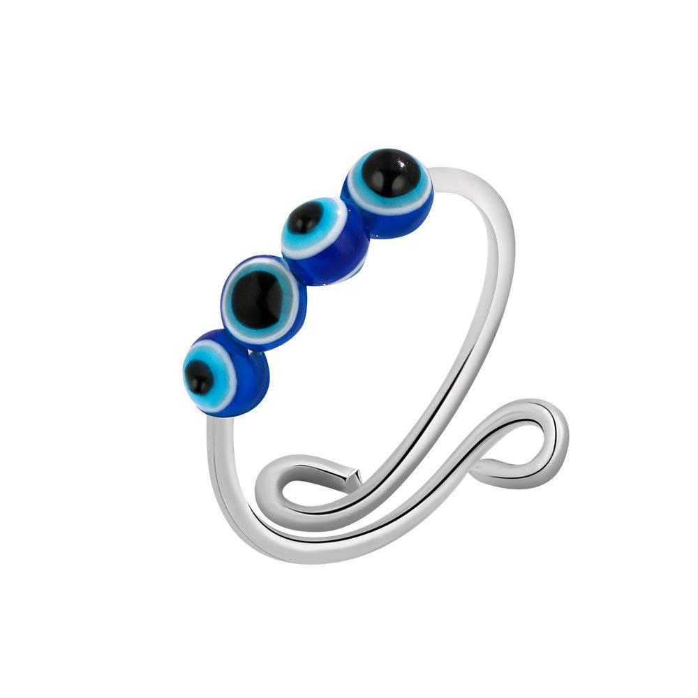 925 Sterling Silver Anxiety Rings- Fidget Spinner Bead Rings for Stress Relief, Adjustable Open Design - various designs