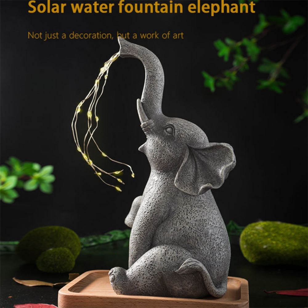 Garden Elephant Statue with Cascading Solar LED Lights Ornament