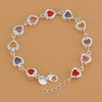 925 Silver Heart Shaped Multi Gemstone Bracelet