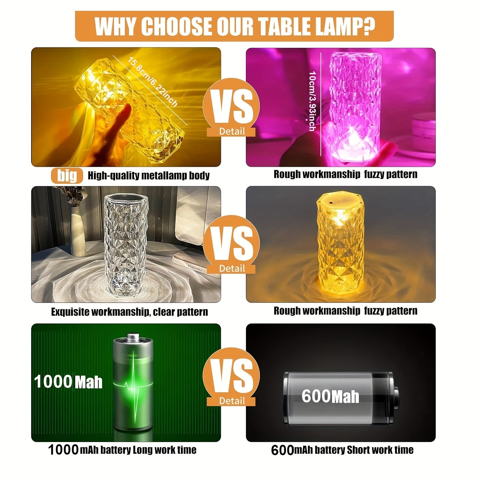 Luxury Crystal Diamond Touch Night Lamp – 16 Colour LED with Remote Led light