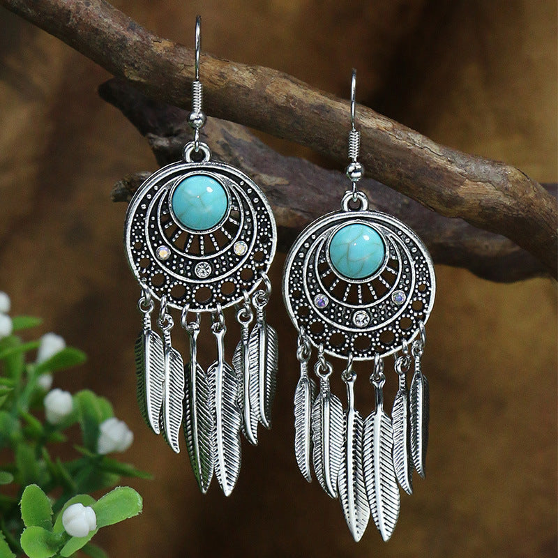 Bohemian Vintage Tibetan Silver Drop Earrings