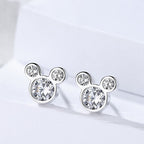 Elegant Mickey Inspired 925 Sterling Silver Earrings with Round Cut Zirconia