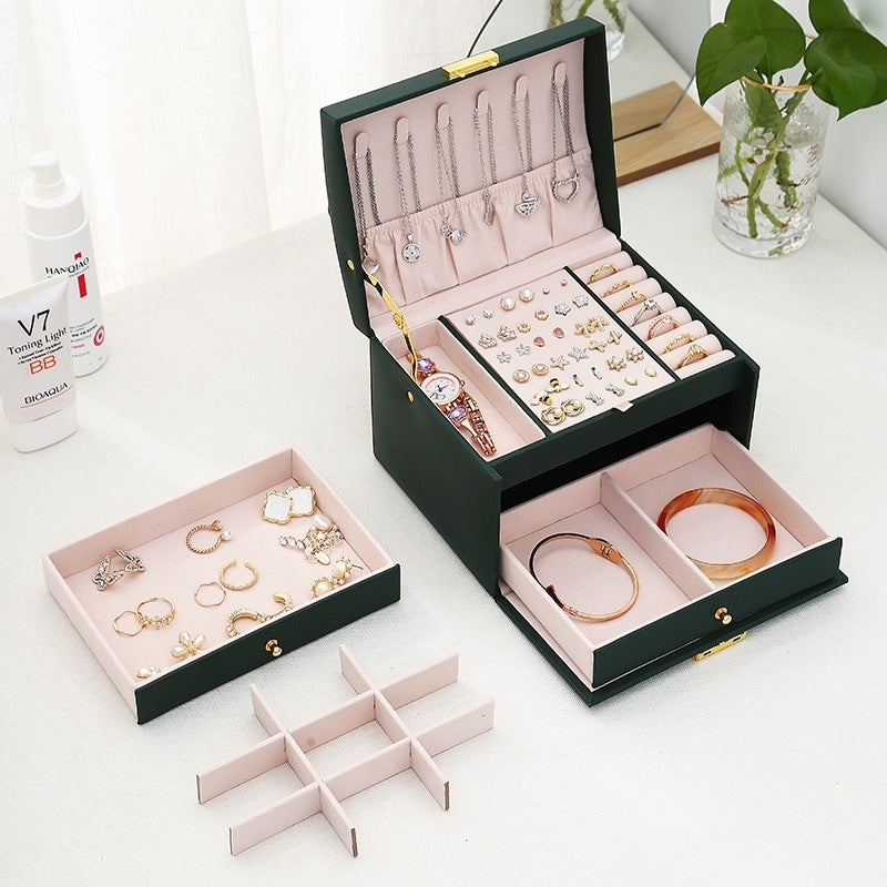 Multi-Layer Leather Jewellery Box with Lock - Various Colours - Truly Yours