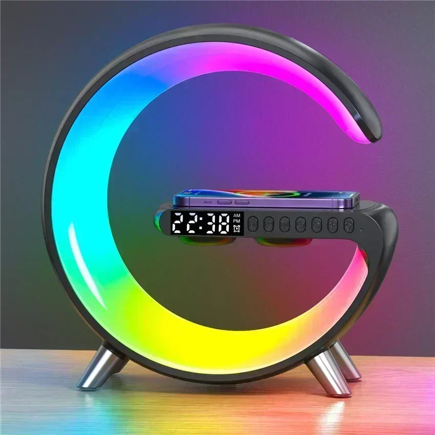 Multi-functional RGB Light with Wireless Charging, Alarm Clock, and Speaker