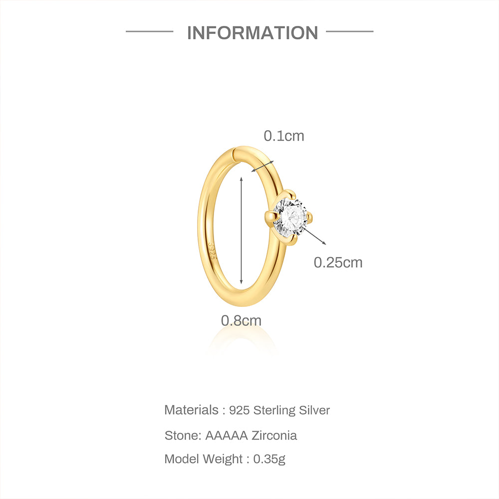 925 Silver Nose Rings Gold Colour