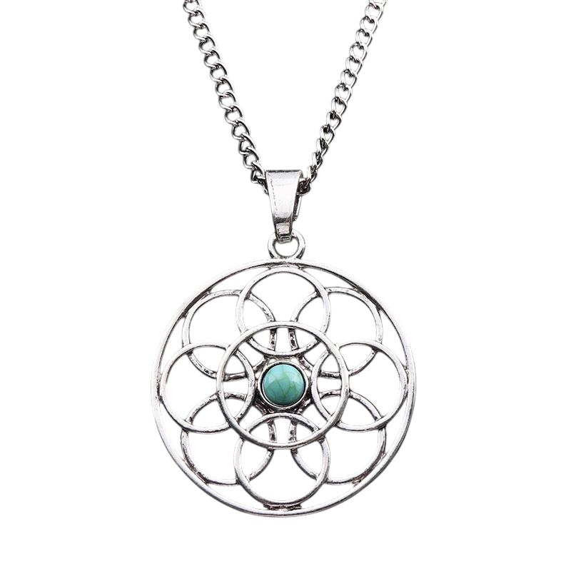 Tibetan Silver Boho Pendant Necklaces - 34" Long Chain