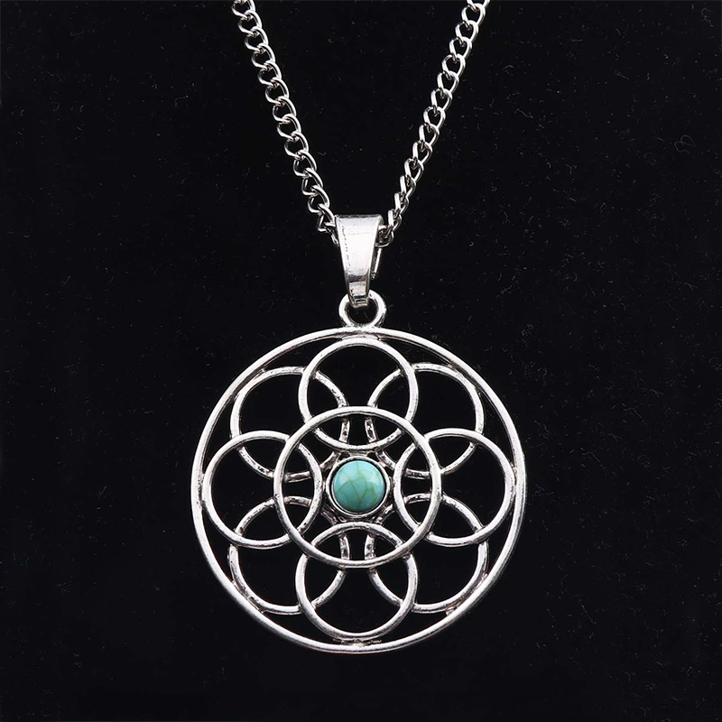 Tibetan Silver Boho Pendant Necklaces - 34" Long Chain