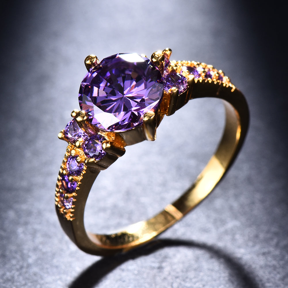Elegant Vintage Purple Crystal Ring - Truly Yours