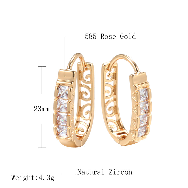 Sparkling Rose Gold Zircon Hoop Earrings – 585 Gold Plated Statement Hoops - Truly Yours