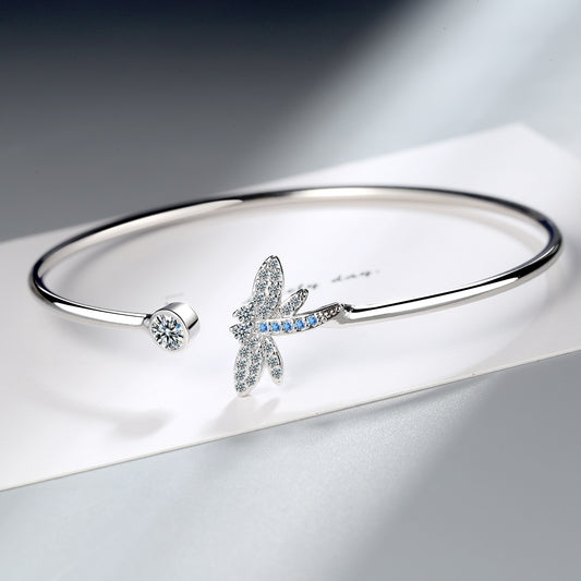 925 Sterling Silver Crystal Charm Bangle - Butterfly/Dragonfly/Heart Designs - Truly Yours