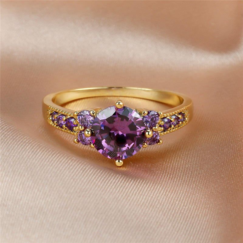 Elegant Vintage Purple Crystal Ring - Truly Yours