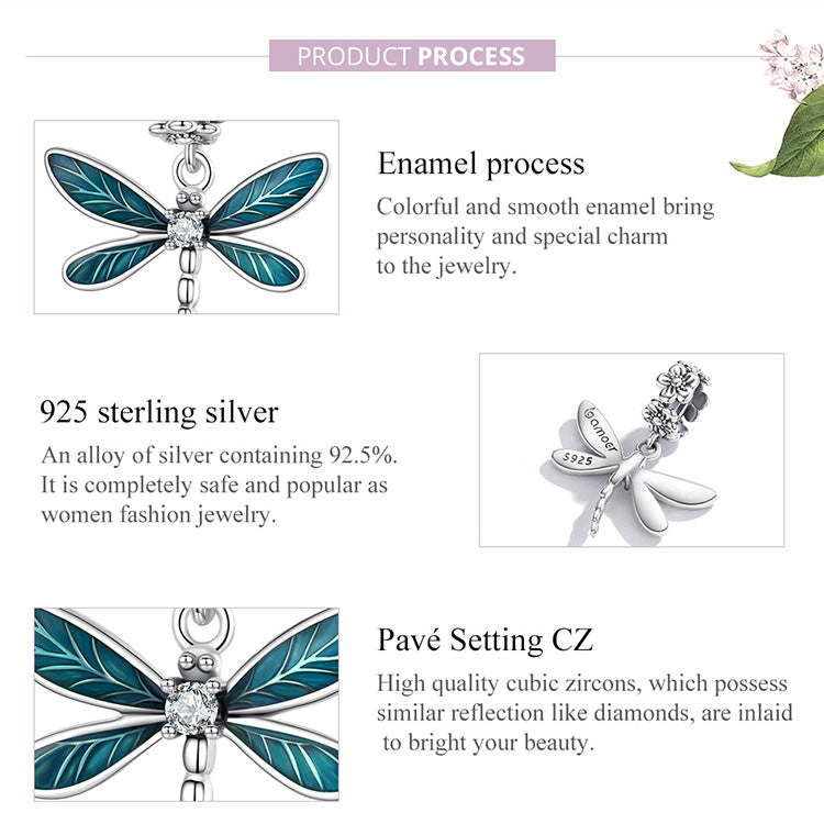 925 Sterling Silver Dragonfly Pendant Charm - Truly Yours