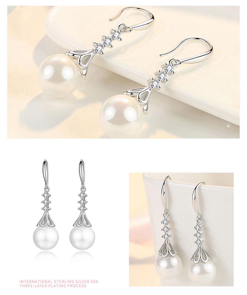 925 Sterling Silver Pearl Drop Earrings - Truly Yours