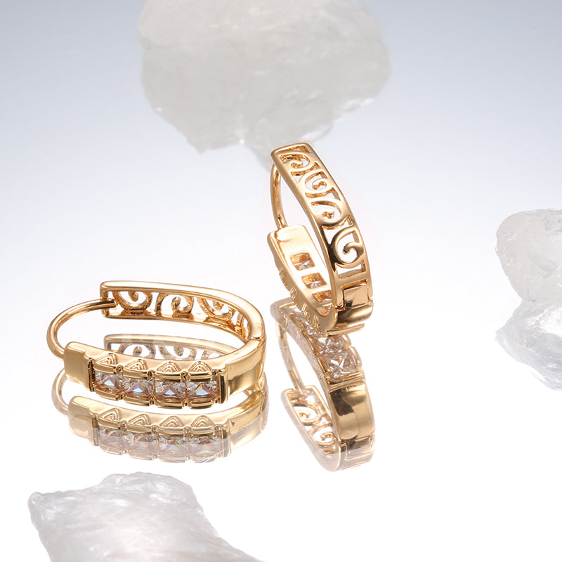 Sparkling Rose Gold Zircon Hoop Earrings – 585 Gold Plated Statement Hoops - Truly Yours