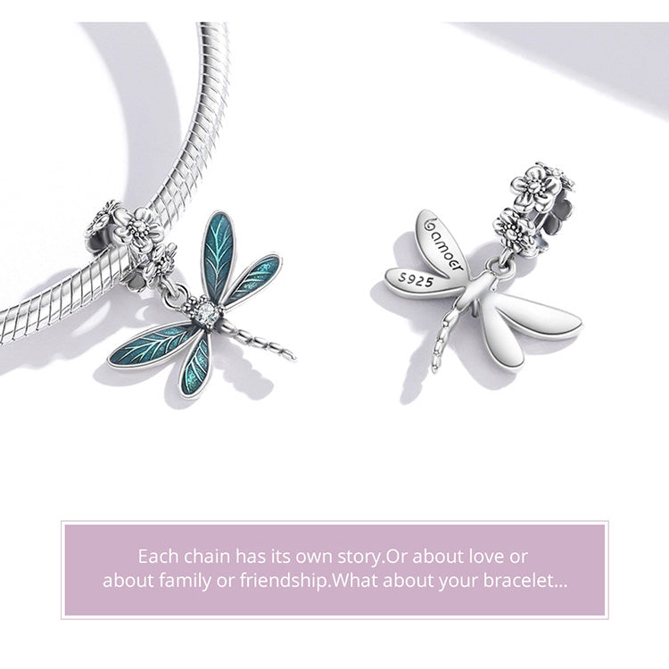 925 Sterling Silver Dragonfly Pendant Charm - Truly Yours