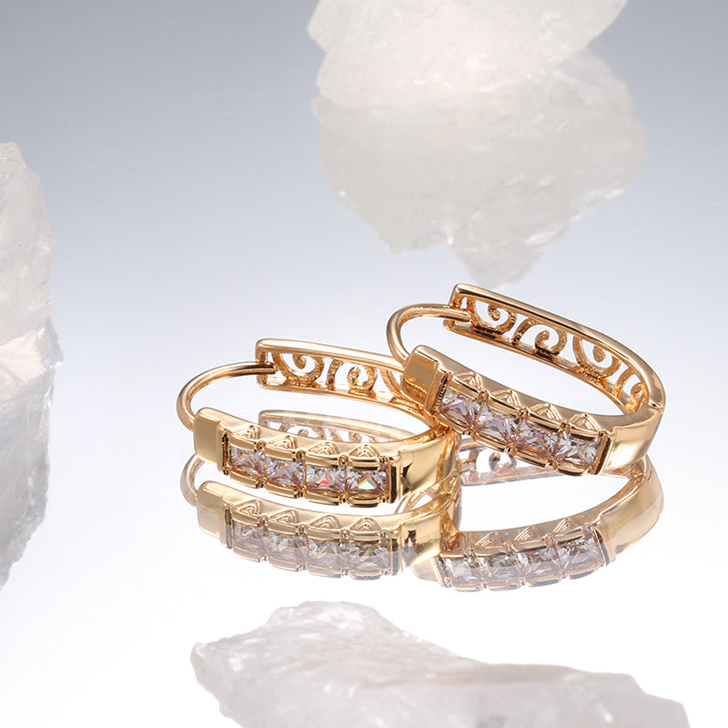 Sparkling Rose Gold Zircon Hoop Earrings – 585 Gold Plated Statement Hoops - Truly Yours