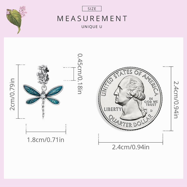 925 Sterling Silver Dragonfly Pendant Charm - Truly Yours
