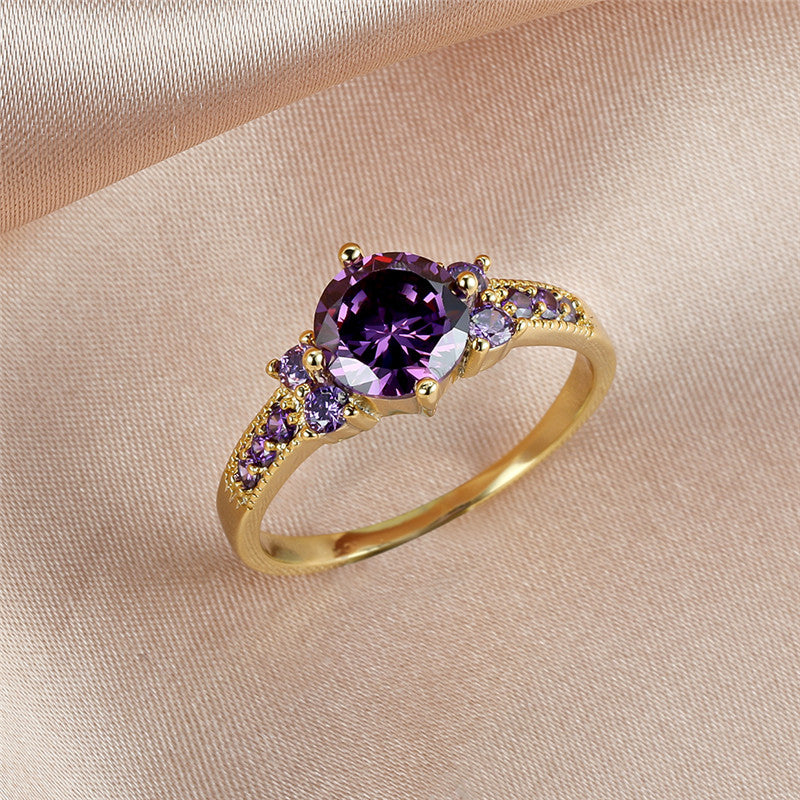 Elegant Vintage Purple Crystal Ring - Truly Yours