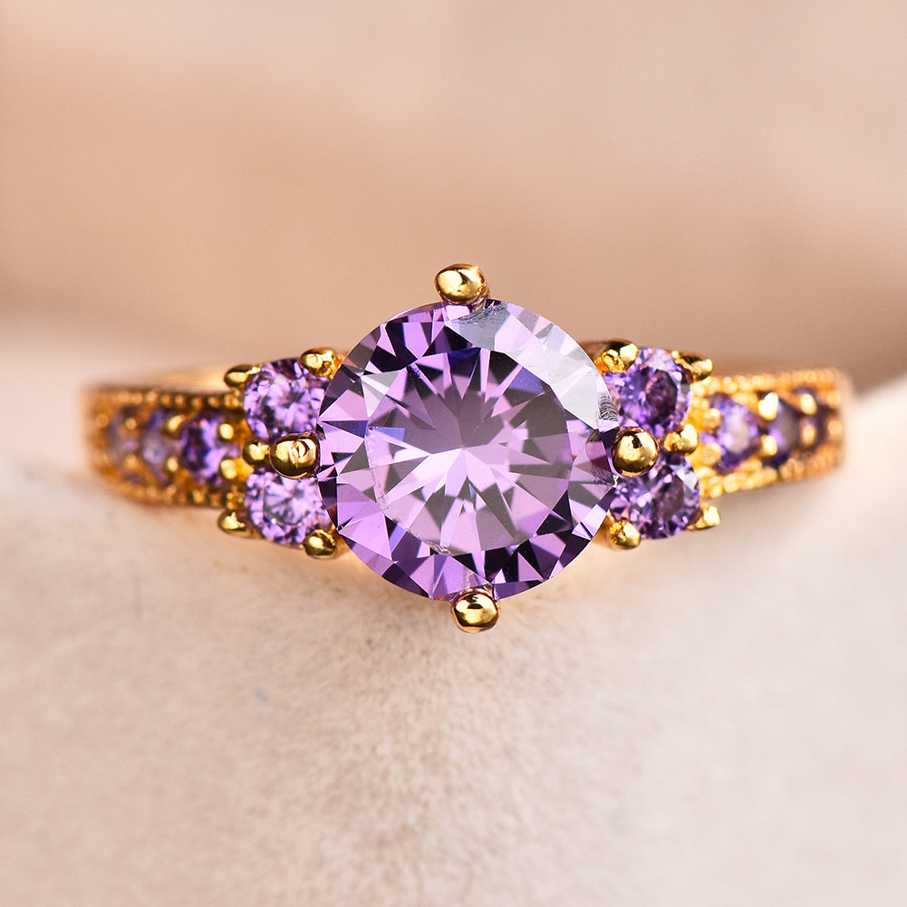 Elegant Vintage Purple Crystal Ring - Truly Yours