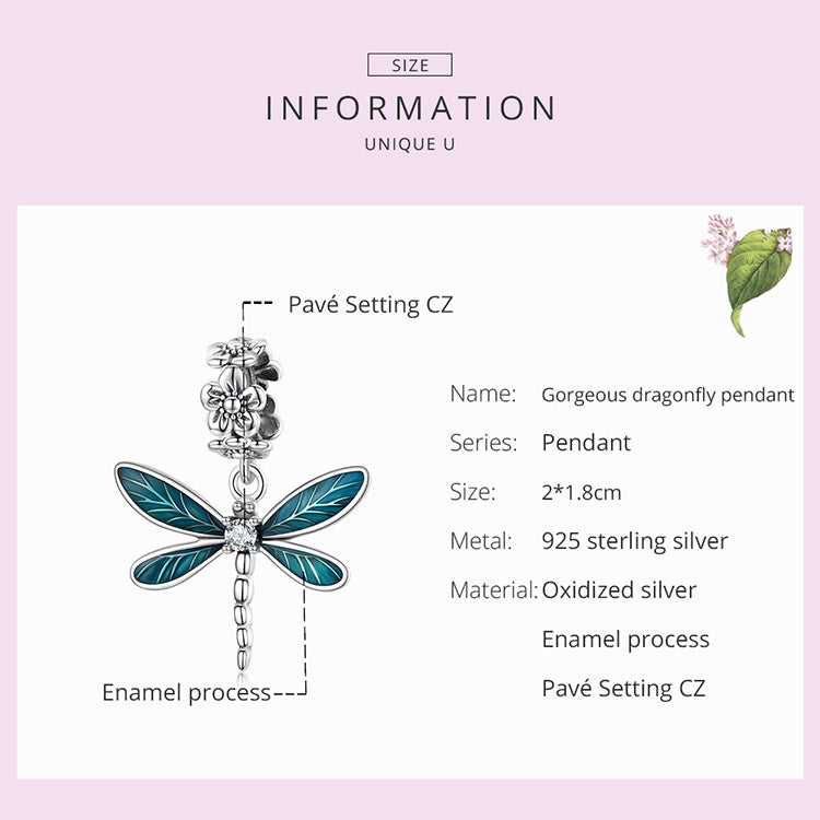 925 Sterling Silver Dragonfly Pendant Charm - Truly Yours