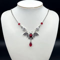 Stunning Gothic Bat Necklace for Women – Red Bead Accents & Teardrop Pendant - Truly Yours