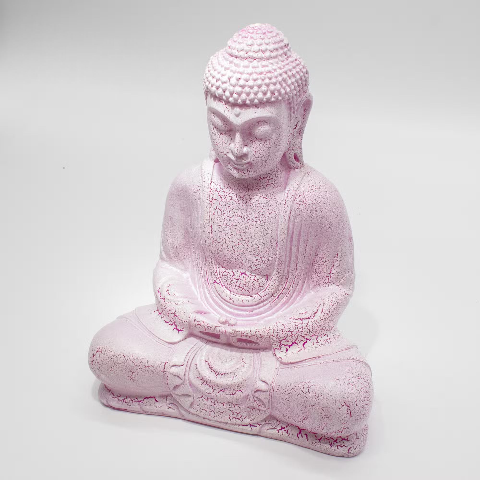 Meditation Buddha Lamp Cherry Crackle - Oval Stand