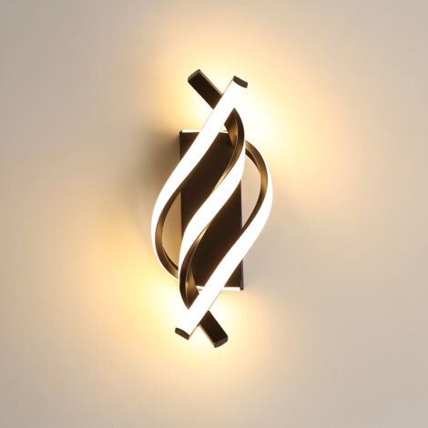 Modern Curved LED Wall Light – 18W Warm White Spiral Sconce (Black Finish)
