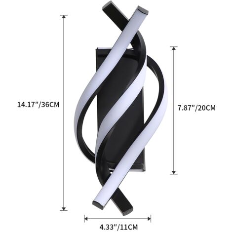 Modern Curved LED Wall Light – 18W Warm White Spiral Sconce (Black Finish) - Truly Yours