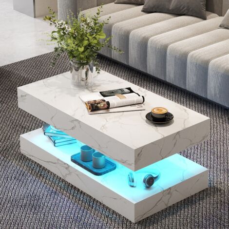 Stylish Marble Effect Coffee Table with LED Lights - Truly Yours