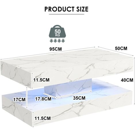 Stylish Marble Effect Coffee Table with LED Lights - Truly Yours