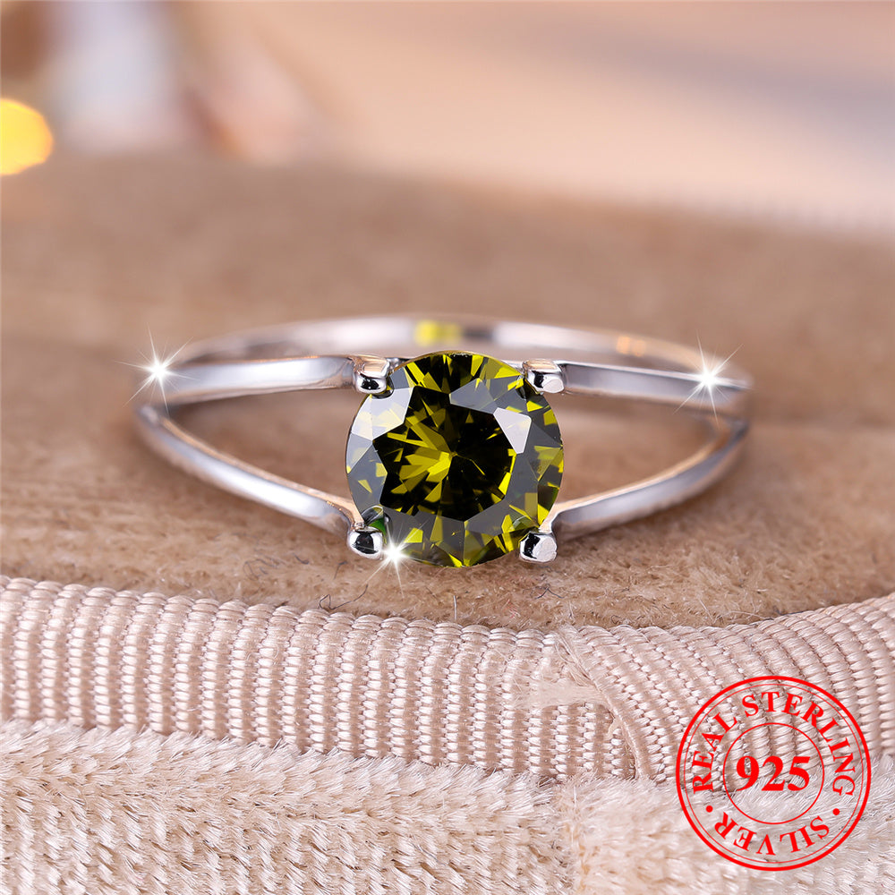 925 Sterling Silver Peridot Birthstone Ring – August Birthstone Solitaire Ring