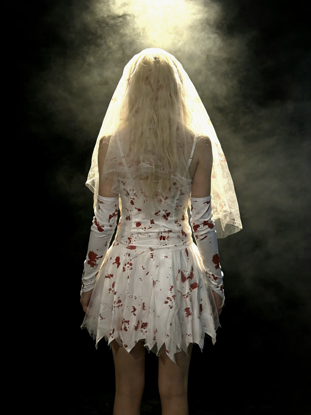 Gothic Blood-Splattered Bride Halloween Dress