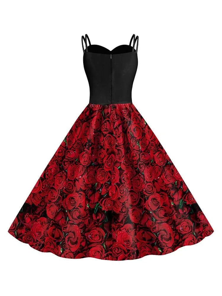 Halloween Skeleton Rose Gothic Dress