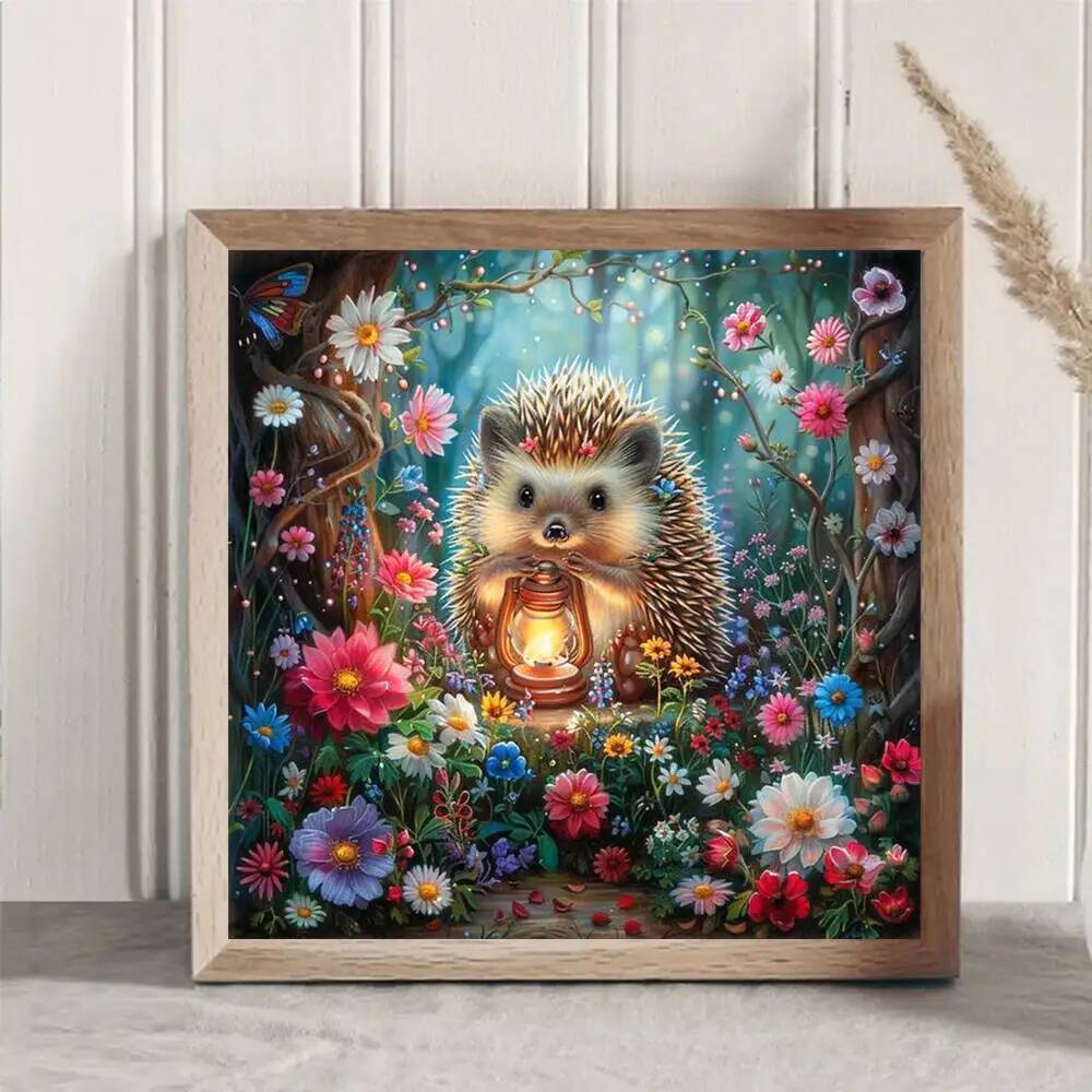 Enchanted Hedgehog Garden Diamond Painting – 30cm Round