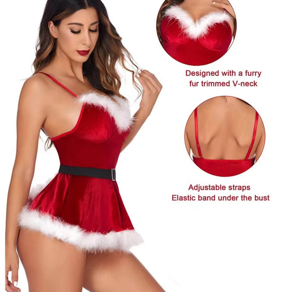 Red Velvet Christmas Santa Lingerie Dress
