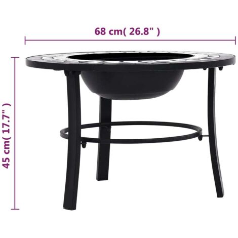 Mosaic Fire Pit Black and White 68cm Ceramic - Truly Yours