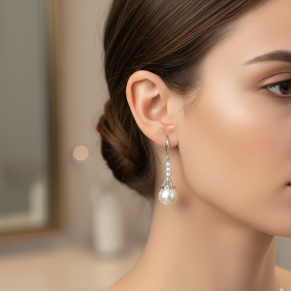 Elegant 925 Sterling Silver Pearl Drop Earrings - Truly Yours