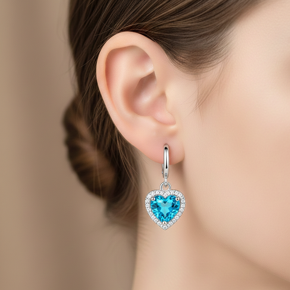 925 Sterling Silver Heart Huggie Earrings - 3 Colours