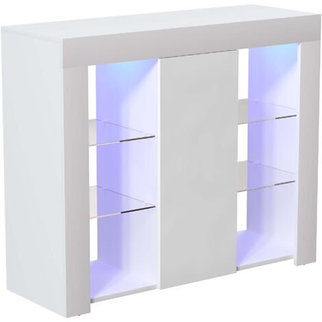 Azura LED Sideboard Large 1 Door Modern High Gloss Storage Cabinet Cupboard, White