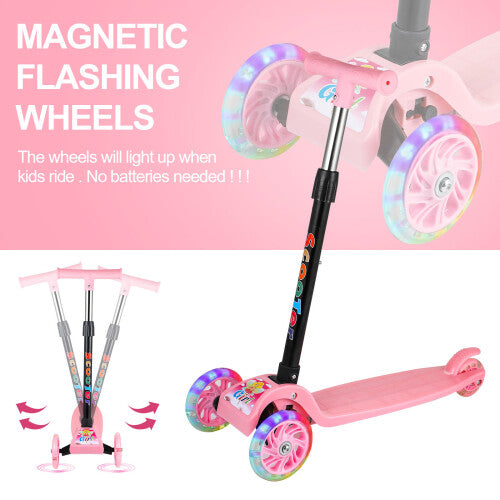 Kids Kick Push Scooter 3 Wheels LED Flashing Tilt Boys Girls Scooter