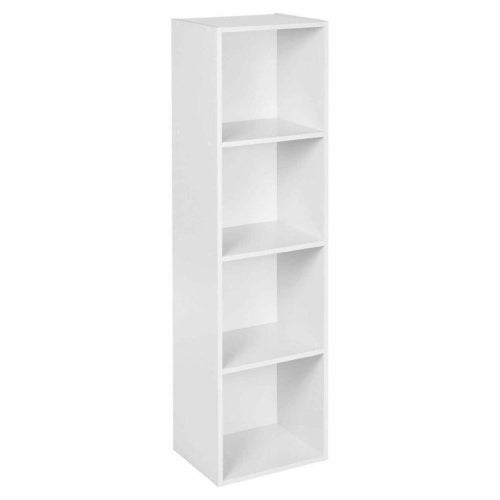 White, 4 Shelf) Wooden Bookcase Shelving Display Storage Shelf Unit Wood Shelves