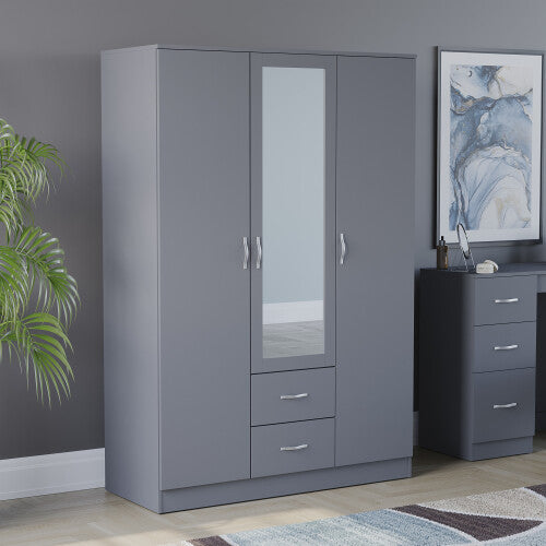 Riano 3 Door 2 Drawer Mirrored Bedroom Wardrobe