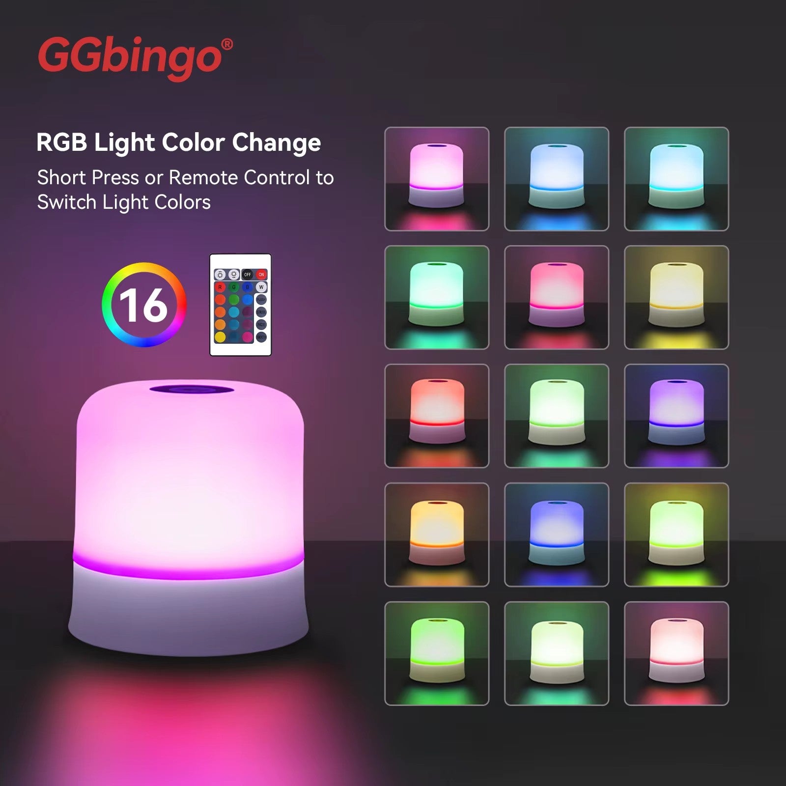 ✨ RGB Touch Night Light – Rechargeable Colour Changing Ambient Table Lamp with Remote Control ✨